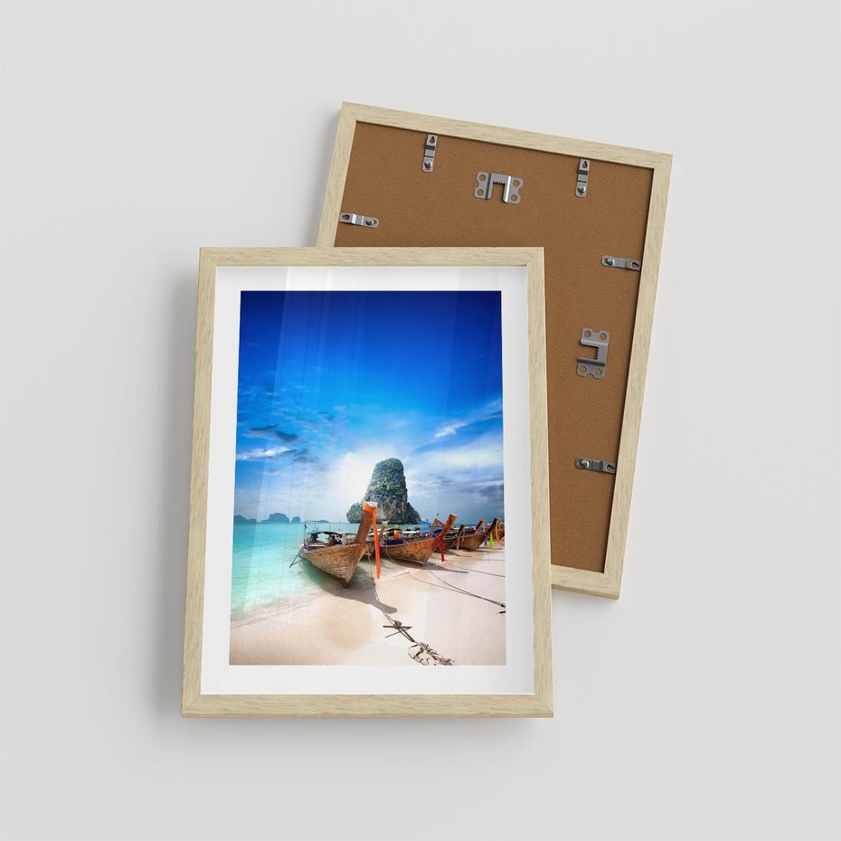 Plakat w ramie 30x40 - Morze na Łodzi - morze, łódź - rama drewno