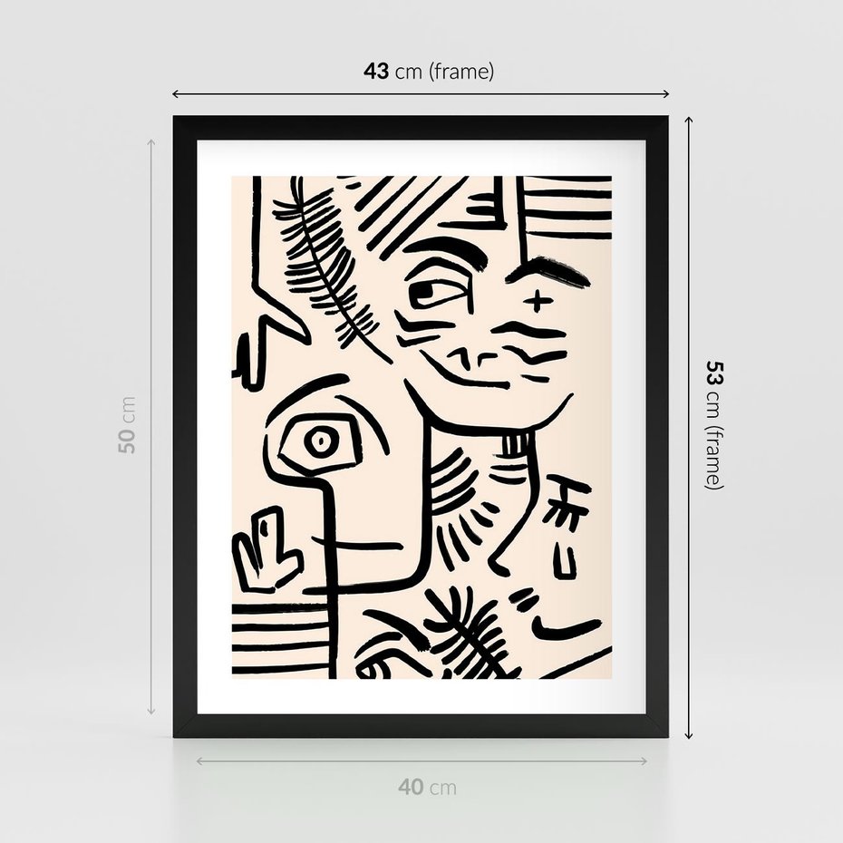 Plakat w ramie 40x50 - Ekspresyjne Odbicia Współczesności - abstrakcyjna grafika, minimalizm - rama czarna