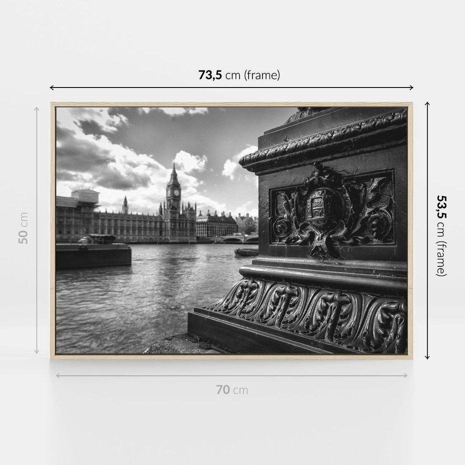 Obraz w ramie 70x50 - Pejzaż kruchości i siły - Londyn, Tamiza - rama drewno