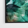 Obraz w ramie 50x50 - Zieleń Tropików - tropikalne zielone liście palmy, monstera - rama czarna