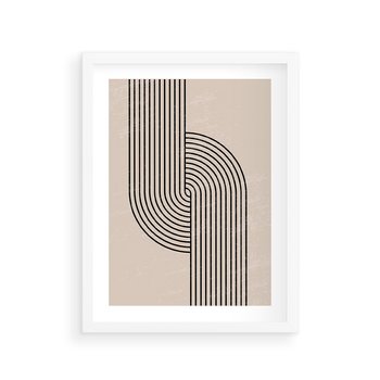 Plakat w ramie 30x40 - Puls Abstrakcji - abstrakcyjne linie, geometria - rama biała