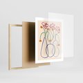 Plakat w ramie 40x50 - Migocące Pastelowe Impresje - minimalistyczny abstrakcyjny obraz, prymitywne kwiatki - rama drewno
