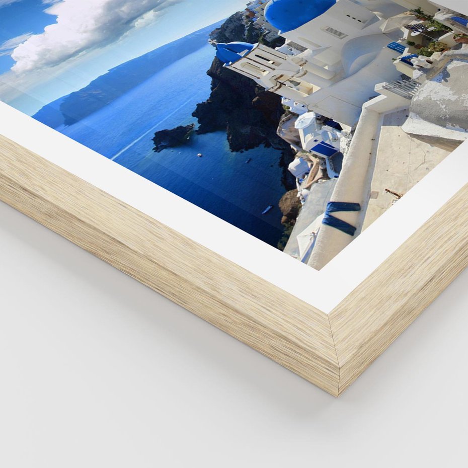Plakat w ramie 30x40 - Magiczne Widoki - Santorini, perspektywa - rama drewno