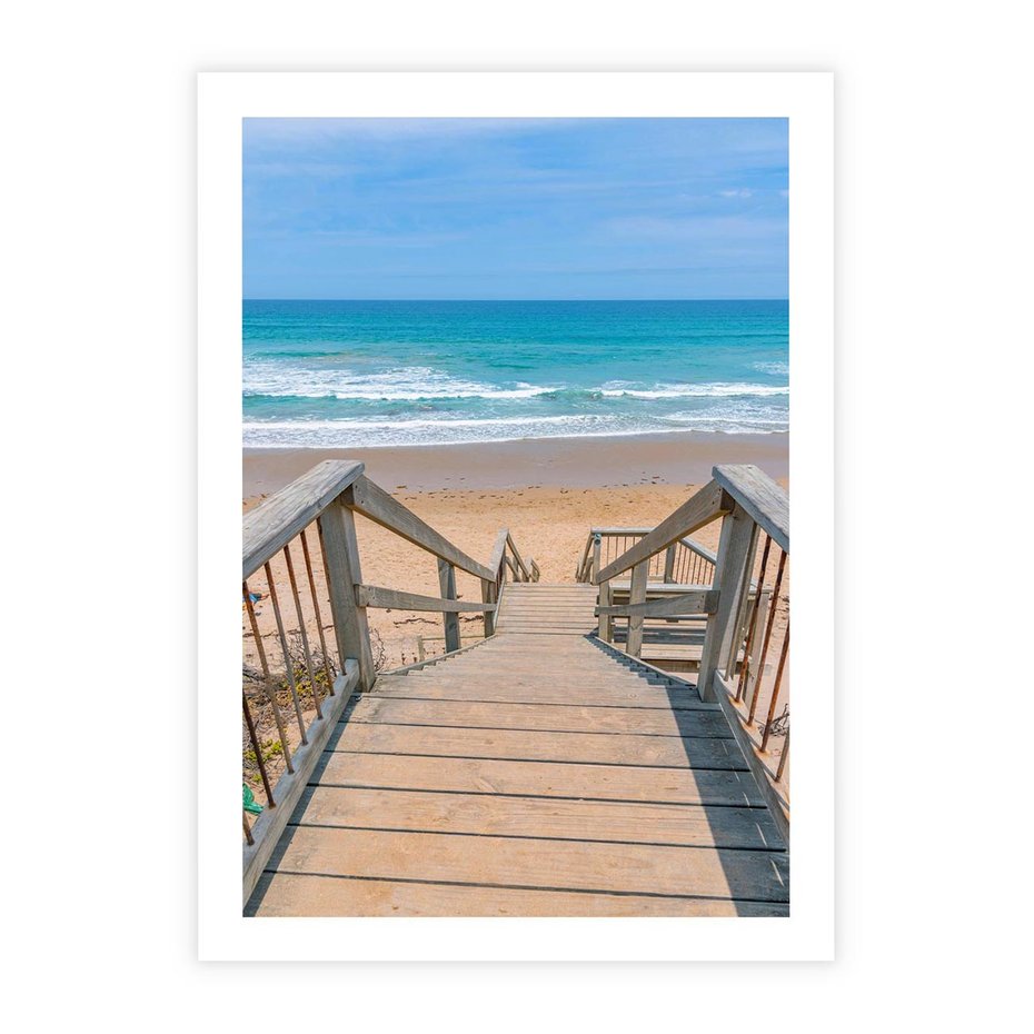 Plakat bez ramy 50x70 - Pomost ku Morzu - pomost na plaży, morze
