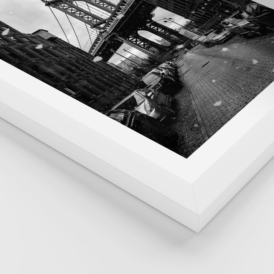 Plakat w ramie 50x70 - Ikona Miasta - Nowy Jork, most - rama biała