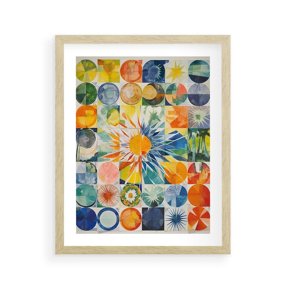 Plakat w ramie 40x50 - Rozkwitające Wzory Abstrakcji - abstrakcyjny obraz, mnogość kolorów - rama drewno