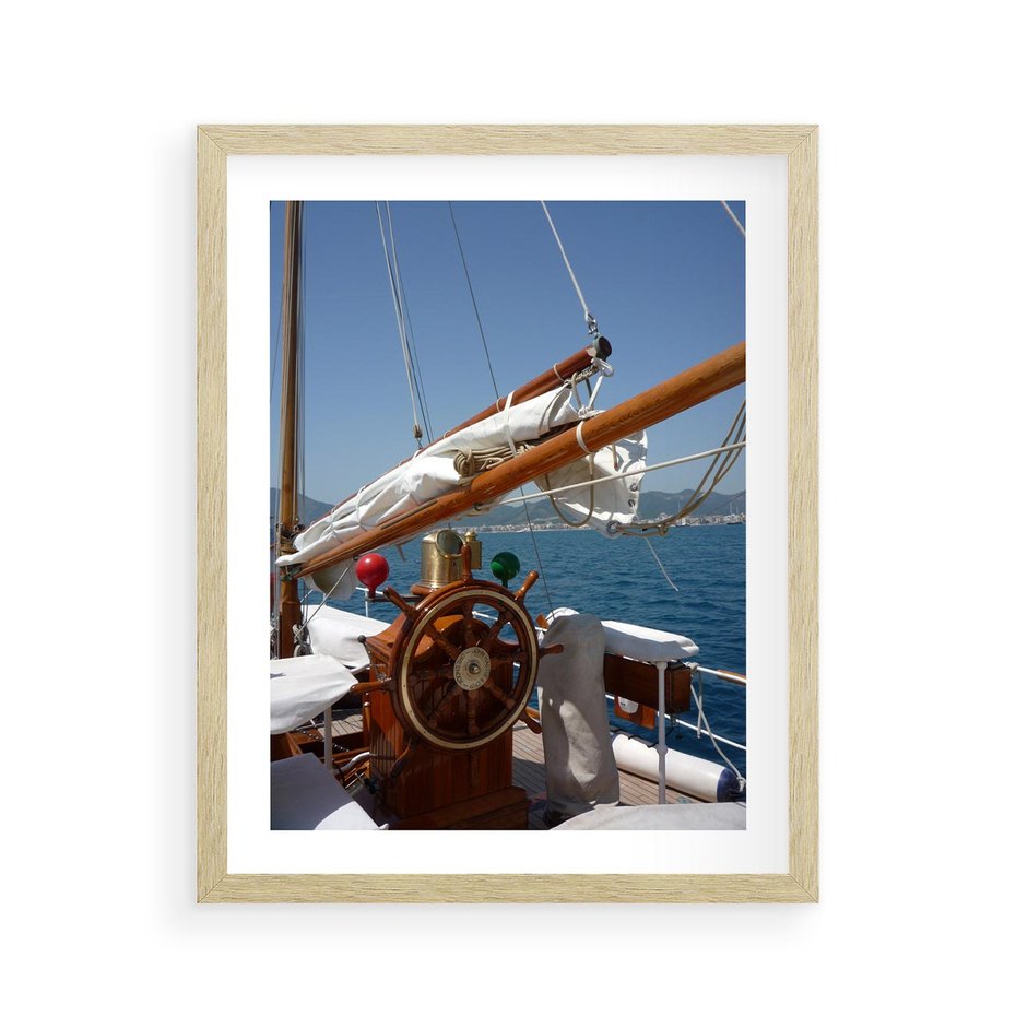 Plakat w ramie 40x50 - Podróż Morska - statek, ster - rama drewno