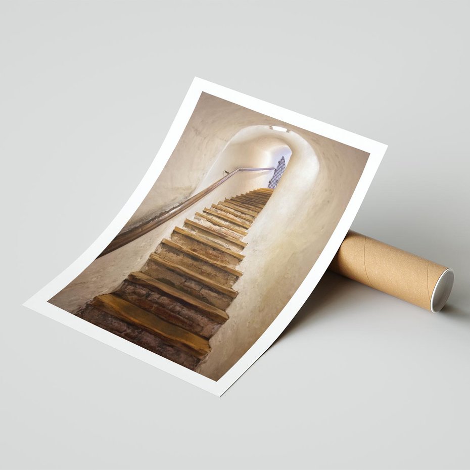 Plakat bez ramy 21x30 - Schody Wymiarów - schody, tunel