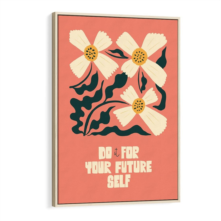 Obraz w ramie 70x100 - Mgliste Refleksje - nowoczesny plakat, różowe tło - rama drewno