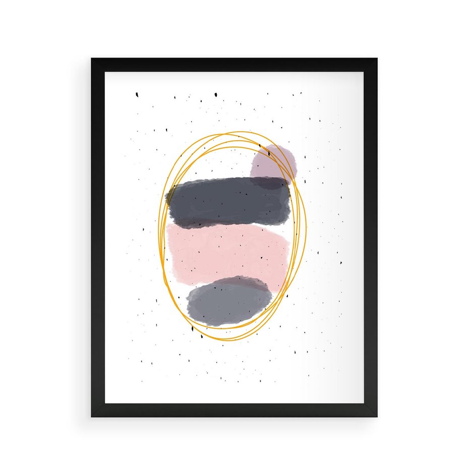 Plakat w ramie 40x50 - Migocące Odbicia - abstrakcyjna kompozycja, jak ręcznie malowana - rama czarna