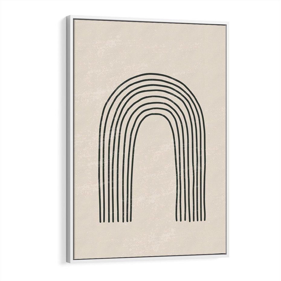 Obraz w ramie 50x70 - Intrygujące Zagięcia - boho plakat, czarna tęcza - rama biała