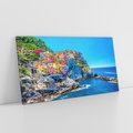Obraz na płótnie 100x50 - Barwne Wybrzeże - nadmorskie miasto na klifie, kolorowe tęczowe budynki