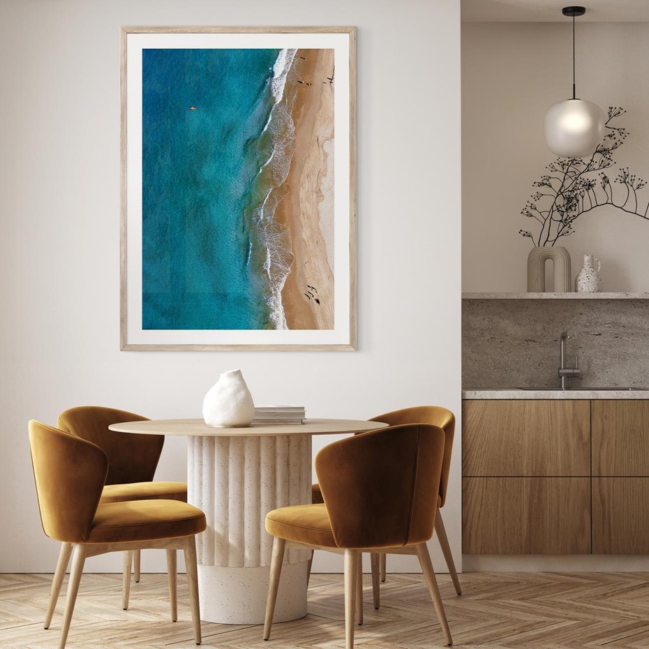 Plakat w ramie 50x70 - Spokój nad morzem - morze, plaża - rama drewno