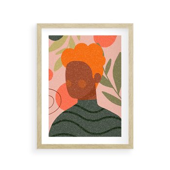 Plakat w ramie 50x70 - Kobieca Przestrzeń - nowoczesny plakat, styl retro - rama drewno