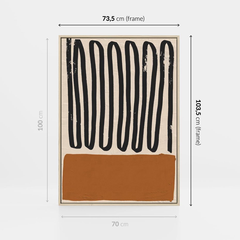 Obraz w ramie 70x100 - Boho Impulsy Kreatywności - abstrakcyjny plakat, brąz - rama drewno