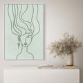 Obraz w ramie 50x70 - Spokojne Objęcia Natury - abstrakcja, zielony szkic - rama biała