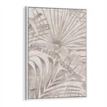 Obraz w ramie 50x70 - Odsłonięte liściowe wspomnienia - monochromatyczne, kolory sepii - rama biała