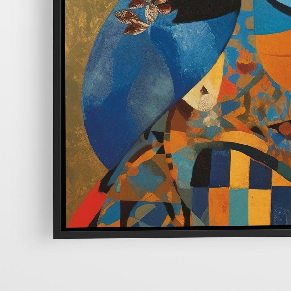 Obraz w ramie 50x50 - Impresje Cichego Szeptu - abstrakcyjny obraz, portret kobiety - rama czarna