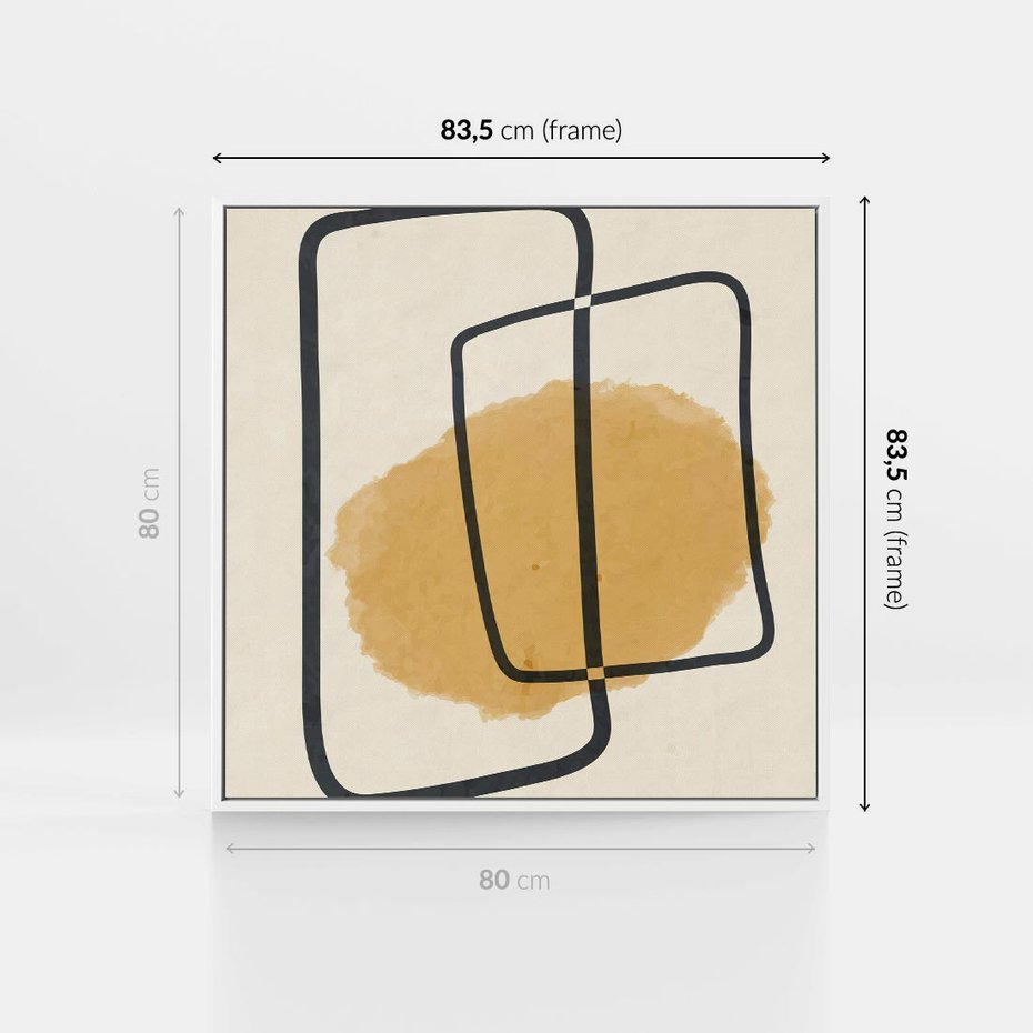 Obraz w ramie 80x80 - Rozkwitające Formy - abstrakcyjne nieregularne kształty, minimalistyczny plakat - rama biała