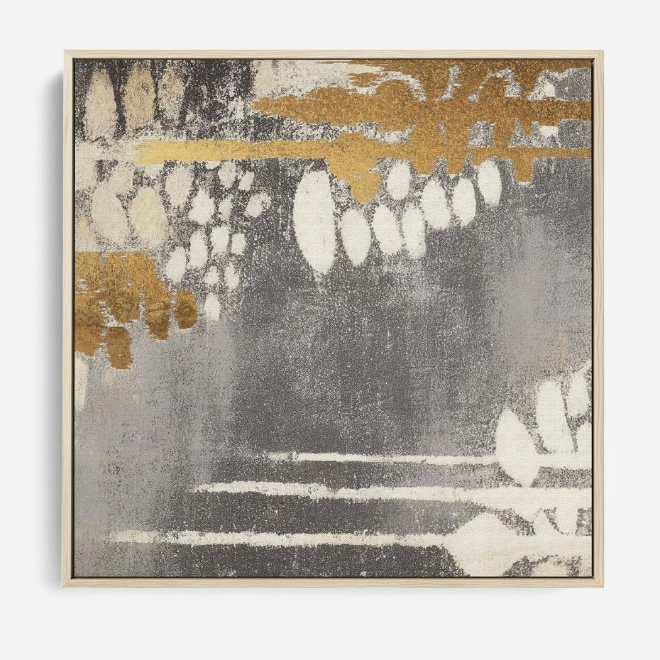 Obraz w ramie 50x50 - Malowane impresje zmysłów - abstrakcyjne plamy, linie - rama drewno