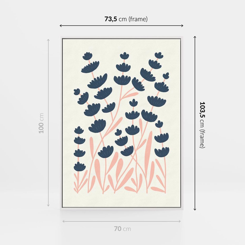 Obraz w ramie 70x100 - Migotliwe Kształty - kwiaty, rośliny - rama biała