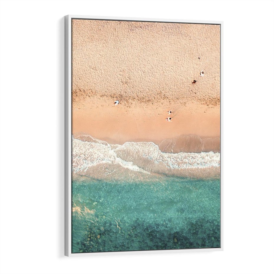 Obraz w ramie 80x120 - Oczy turkusu - fotografia, plaża - rama biała