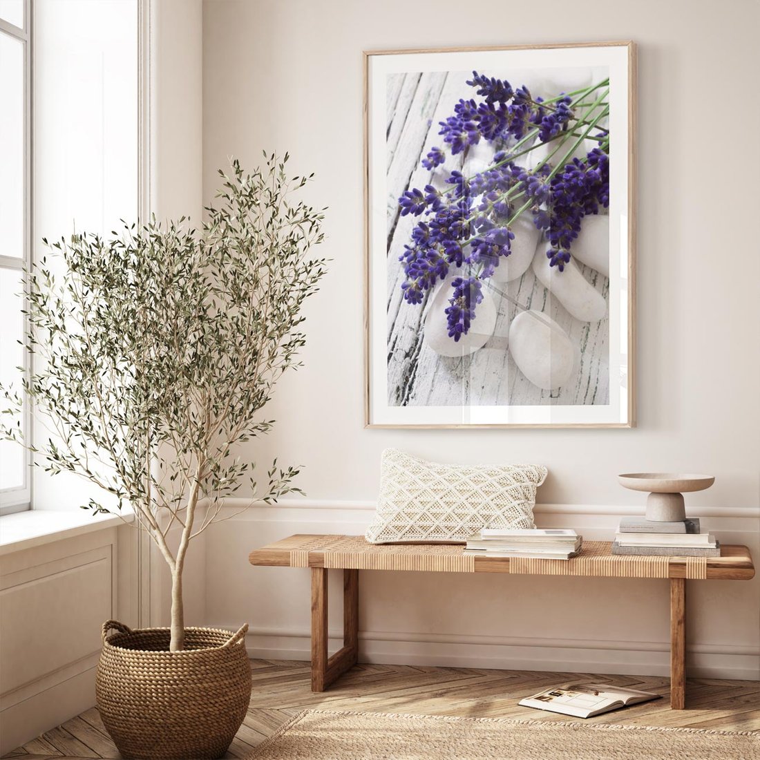 Plakat w ramie 50x70 - relaks z aromatem - lawenda, spa - rama drewno