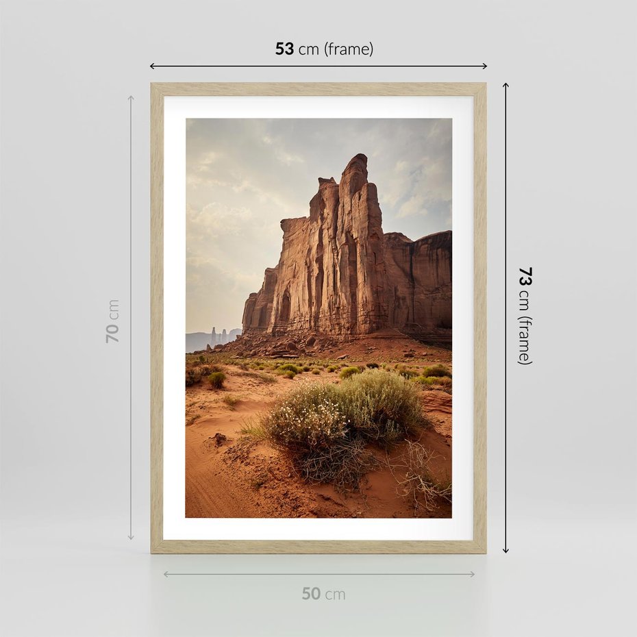 Plakat w ramie 50x70 - Pejzaż pustynnego kanionu - pustynia, kanion - rama drewno