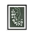 Plakat w ramie 30x40 - Rozkwitające Zielone Gałęzie - abstrakcyjne delikatne zielone linie, podobne do gałęzi kwiatów - rama czarna