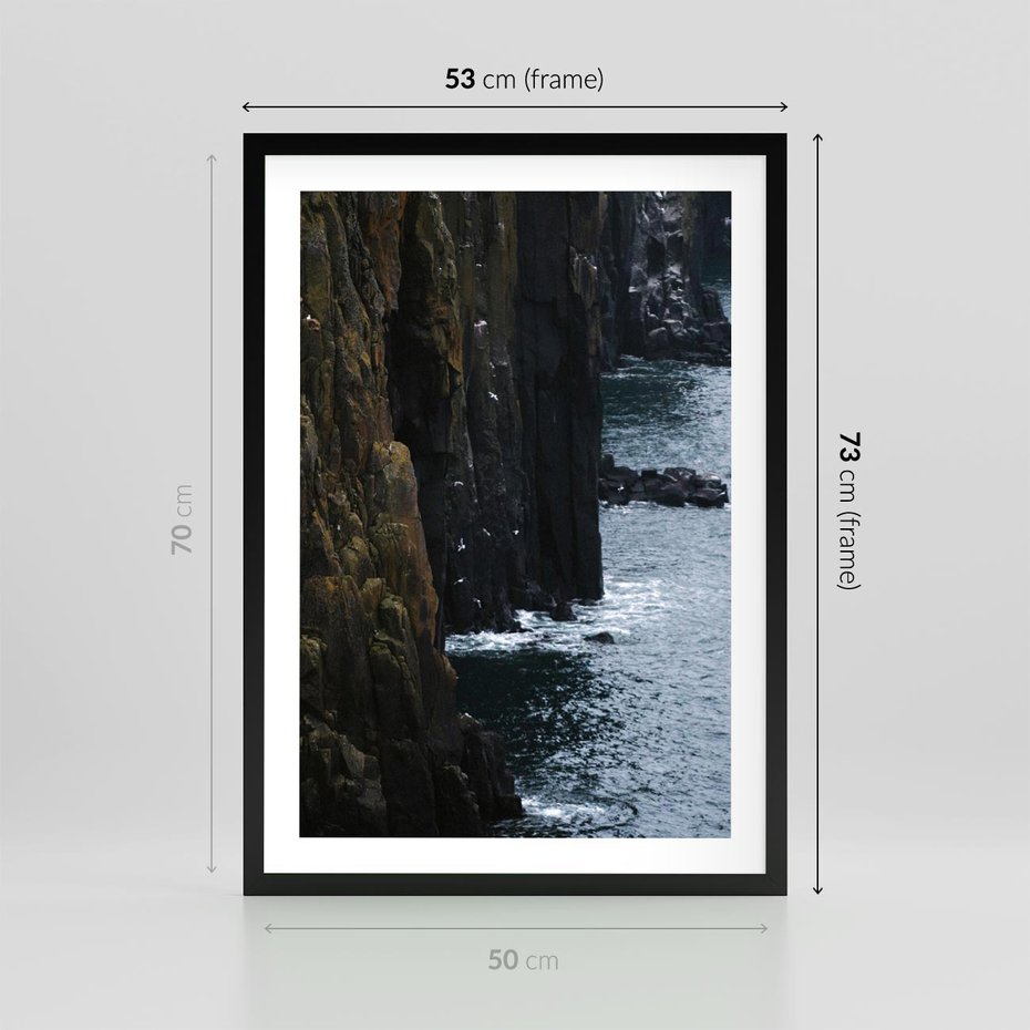 Plakat w ramie 50x70 - Piękno norweskich krajobrazów - fiordy, morze - rama czarna