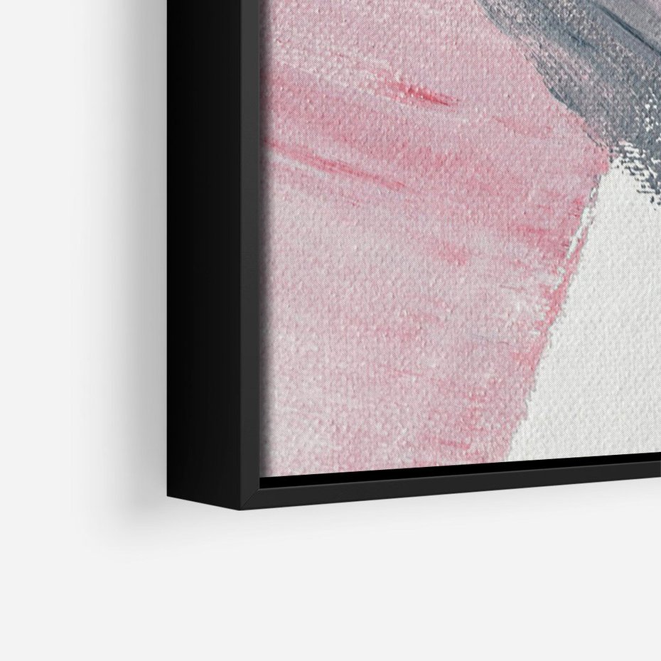 Obraz w ramie 50x70 - Kontrastujący Ruch Emocji - abstrakcyjne pasy farby, kolory róż szary czarny - rama czarna