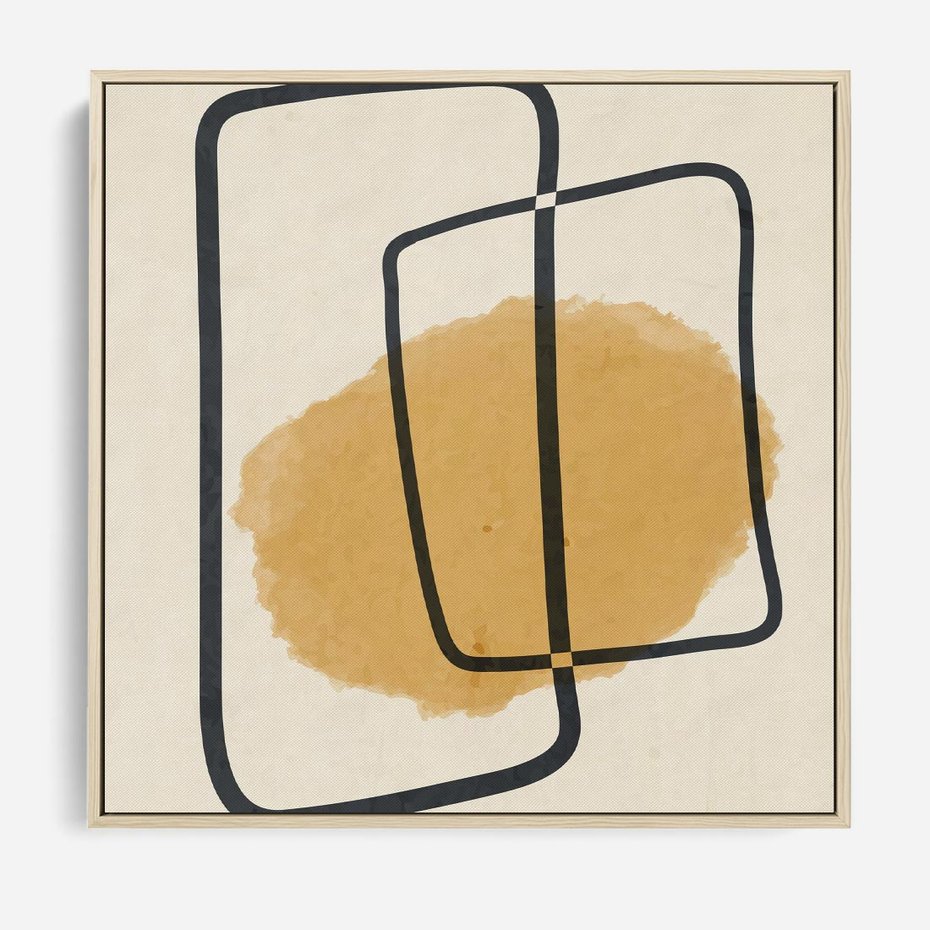 Obraz w ramie 80x80 - Rozkwitające Formy - abstrakcyjne nieregularne kształty, minimalistyczny plakat - rama drewno