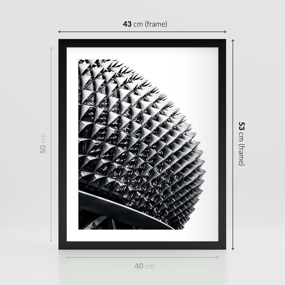 Plakat w ramie 40x50 - Nowoczesność w Czerni i Bieli: Architektoniczna Piękność - nowoczesna architektura, black and white - rama czarna