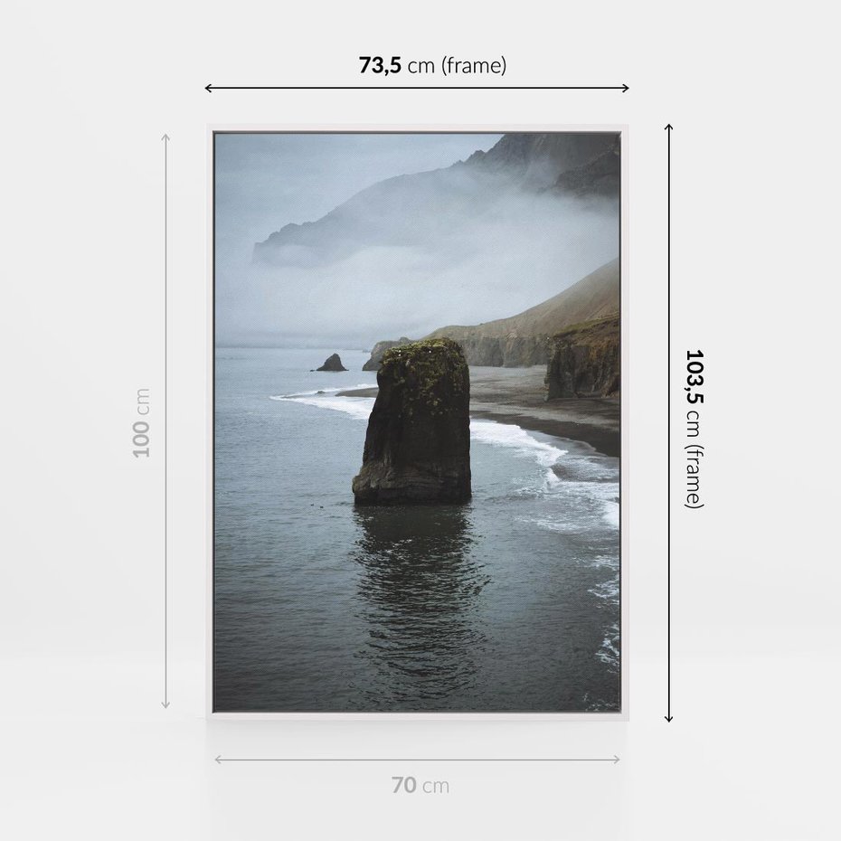 Obraz w ramie 70x100 - Mistyczna Aura - morze, mgła - rama biała