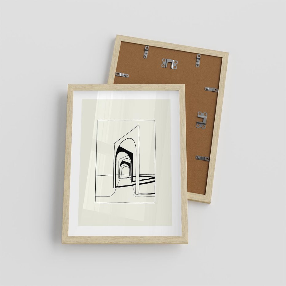 Plakat w ramie 30x40 - Poezja światła i cienia - nowoczesna sztuka, minimalistyczny styl - rama drewno