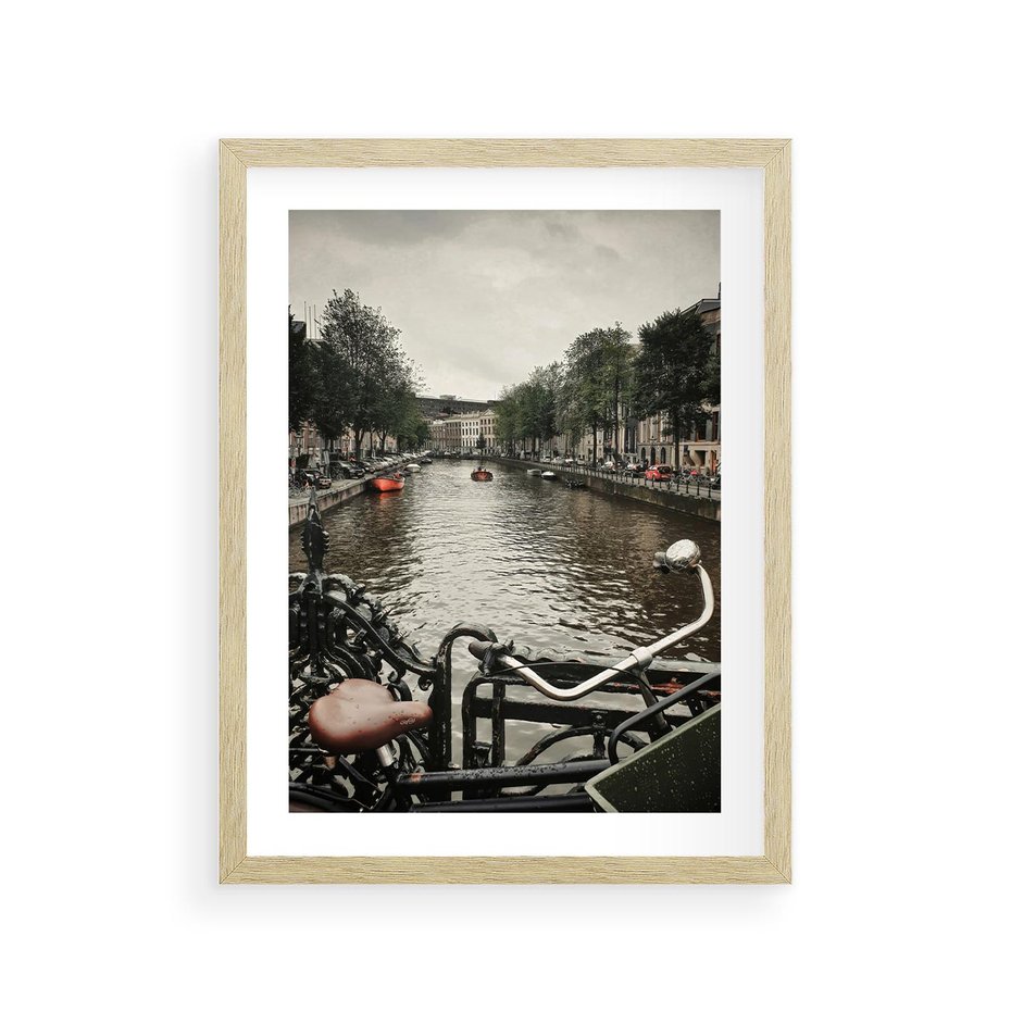 Plakat w ramie 30x40 - Miasto na Wodzie - holenderskie kanały, amsterdam - rama drewno