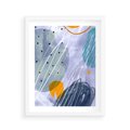 Plakat w ramie 40x50 - Pastelowe Przenikanie - abstrakcyjny plakat do młodzieżowego pokoju, granaty fiolety - rama biała