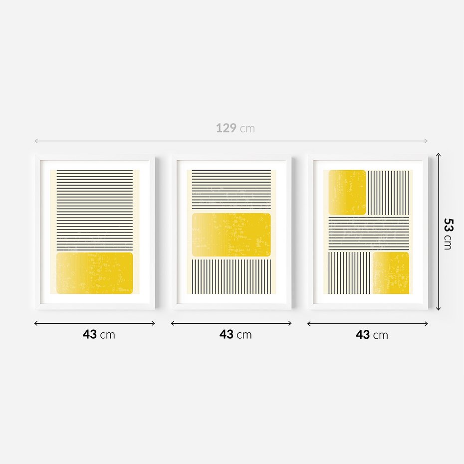 Zestaw obrazy w ramie 40x50 galeria - Symetria, graficzna, minimalizm - rama biała
