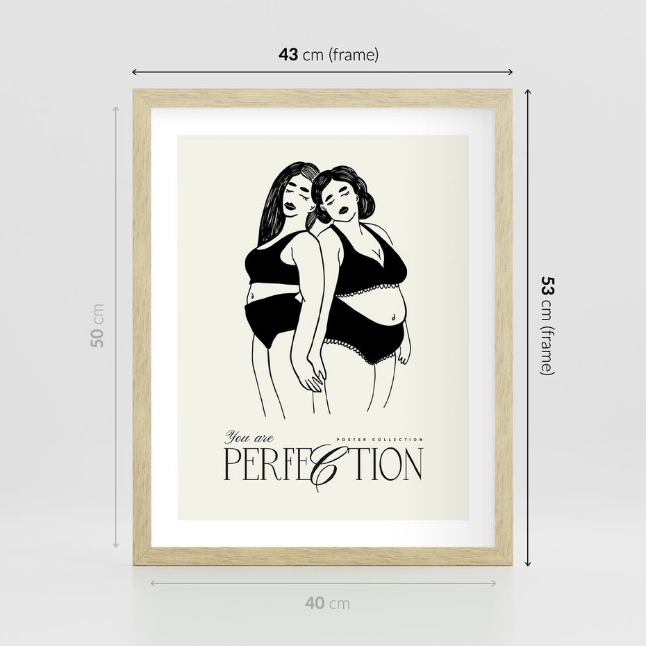 Plakat w ramie 40x50 - Siła i Wspólnota - nowoczesna sztuka kobieca, plakat - rama drewno