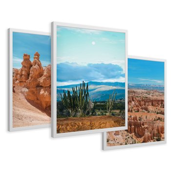 Zestaw obrazy w ramie 50x70 galeria - Kanion, pustynia, widok, pejzaż - rama biała