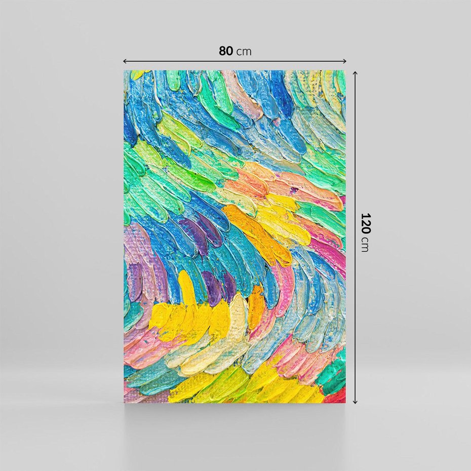 Obraz na płótnie 80x120 - Egzotyczne Pióra - abstrakcyjne dzieło, farby olejne