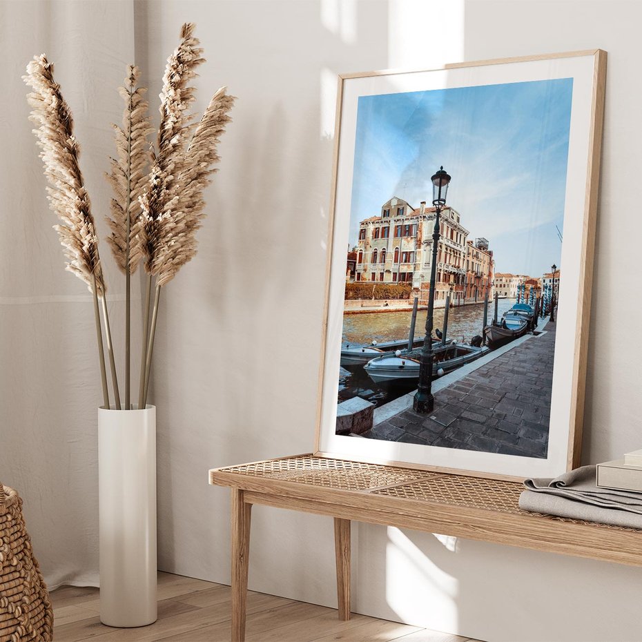 Plakat w ramie 40x50 - Kanały Wenecji - Wenecja, kanały - rama drewno