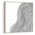 Obraz w ramie 50x50 - Refrakcje Przestrzeni - mnimalistyczna forma, czarne linie - rama drewno
