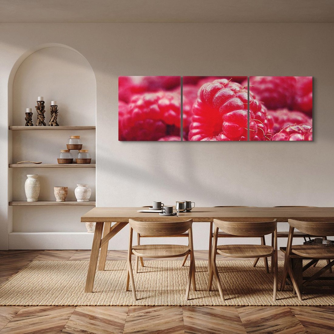 Obraz na płótnie 120x40 - Maliny Soczysta Eksplozja - maliny, owoce