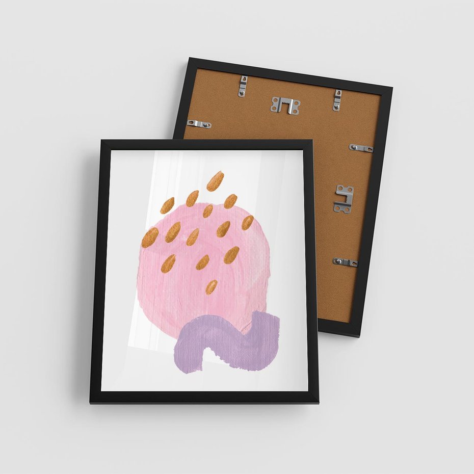 Plakat w ramie 40x50 - Migoczące Pastelowe Kształty - akwarela, minimalizm - rama czarna