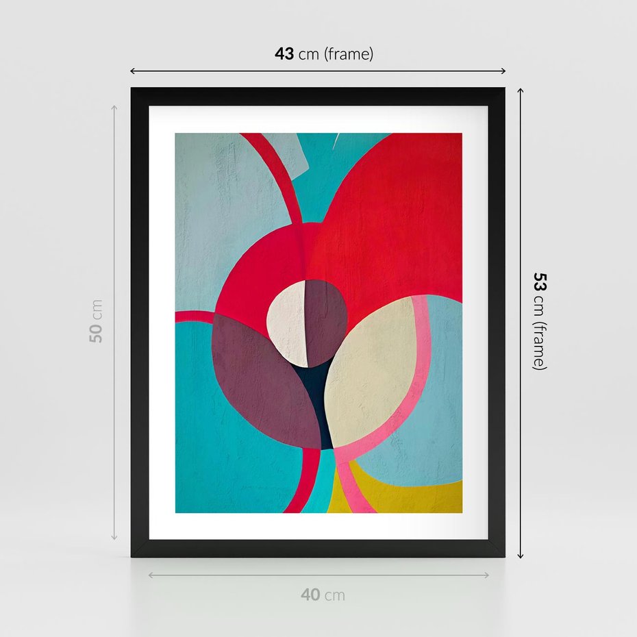 Plakat w ramie 40x50 - Kolorowe Odsłony Inspiracji - abstrakcyjny obraz, olejny - rama czarna