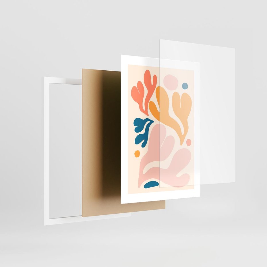 Plakat w ramie 30x40 - Granice Inspiracji - abstrakcyjne dziwne formy, nowoczesny plakat - rama biała