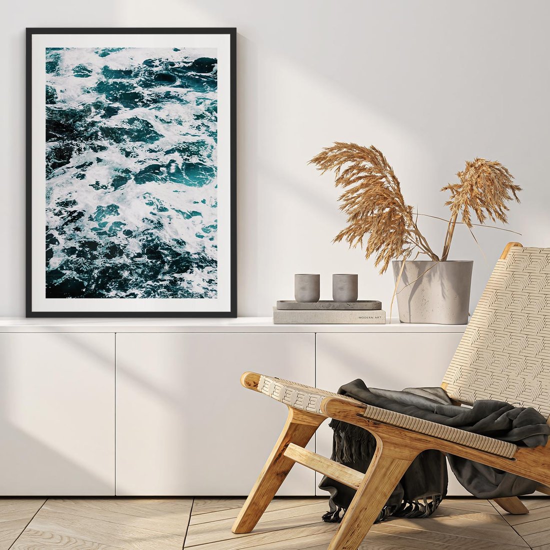 Plakat w ramie 40x50 - Potęga Natury: Wzburzone Fale Oceanu - wzburzone fale oceanu - rama czarna