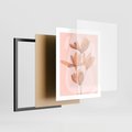 Plakat w ramie 40x50 - Przenikające Kształty - minimalistyczny plakat, pudrowe kwiaty - rama czarna