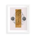 Plakat w ramie 40x50 - Minimalistyczna Monstera: Złoty Prostokąt - liść  monstery, minimalizm - rama biała